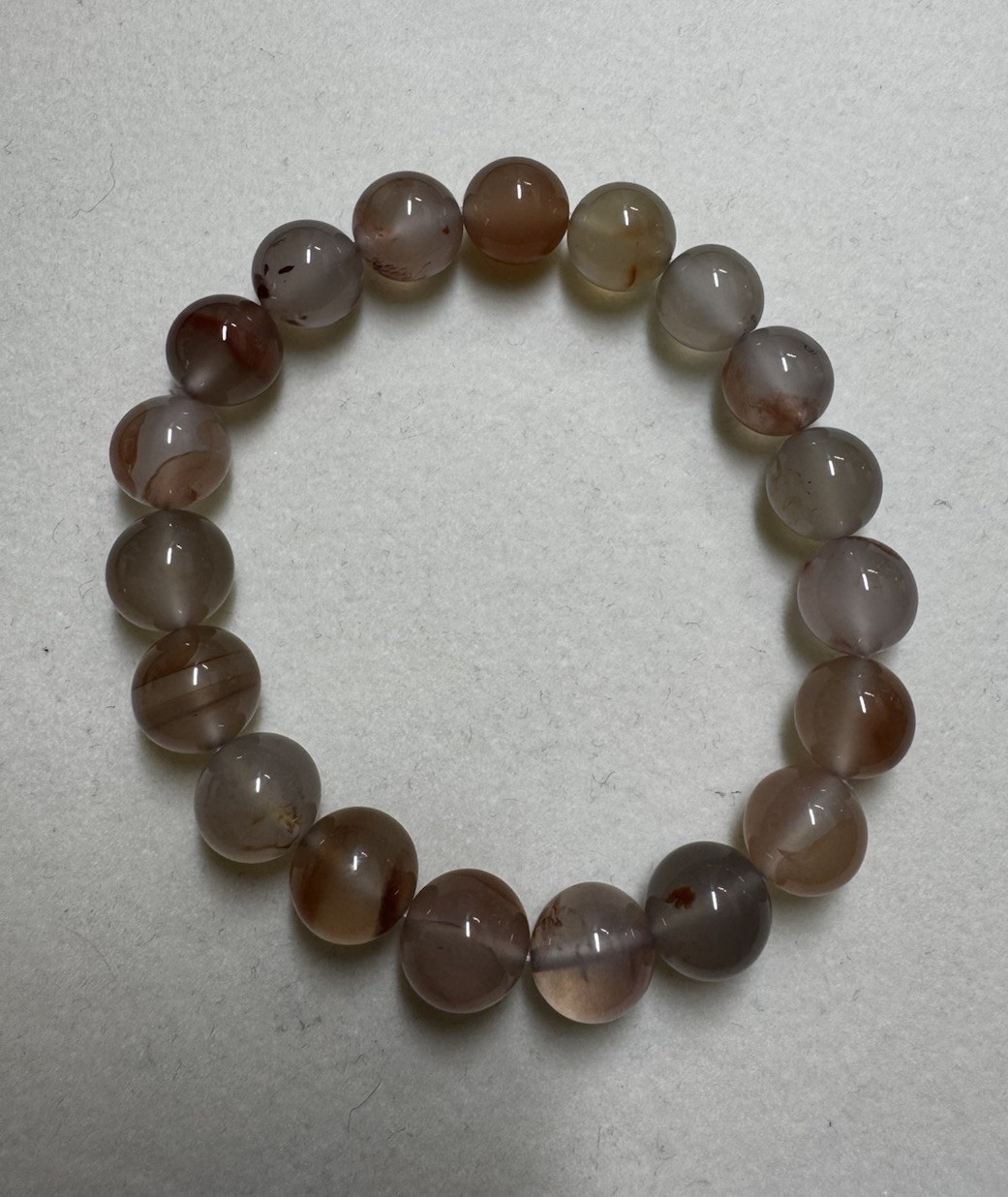 AAA 10-11mm round beads ink style nanhong agate Bracelet new 7” free shipping