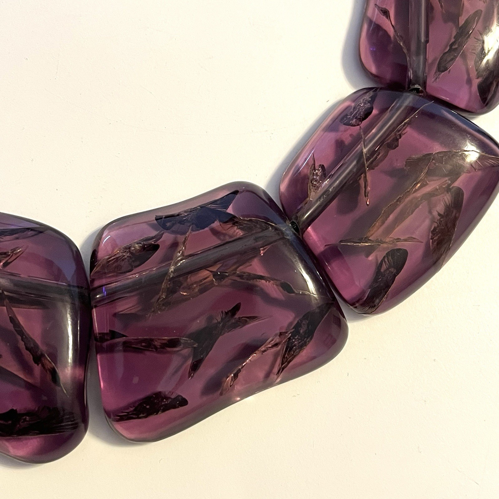 Gerda Lynggaard MONIES Massive Amethyst Crackled Acrylic Resin Collar Necklace