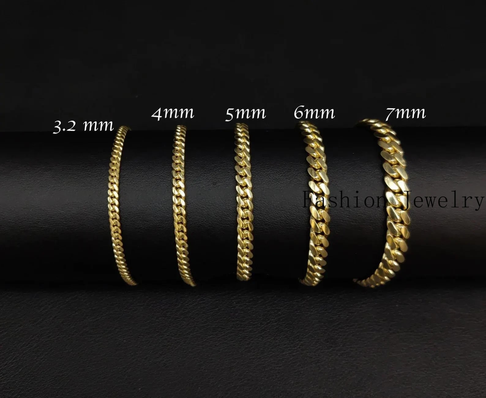 10k SOLID Yellow Gold 2mm – 7mm Miami Cuban Chain Bracelet Real
