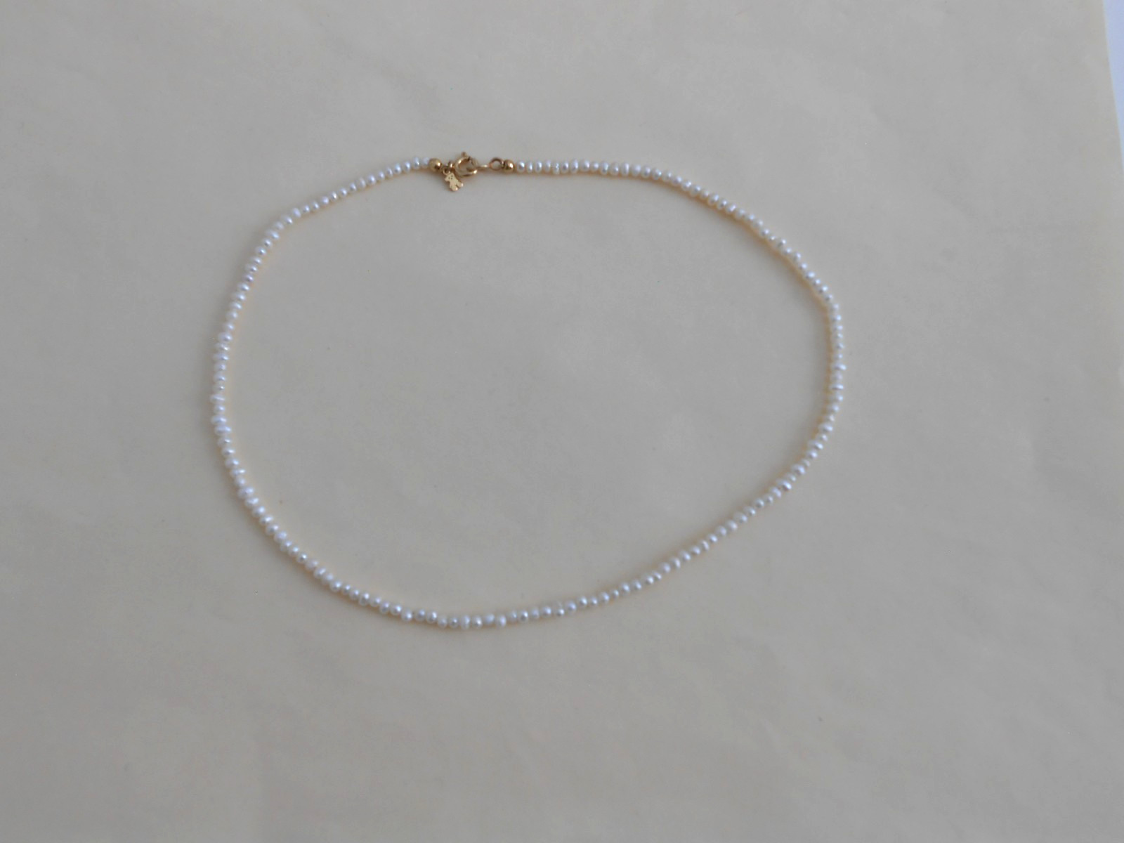 Tous 18k gold plating over silver 2mm Pearl Choker Necklace 38cm =15″