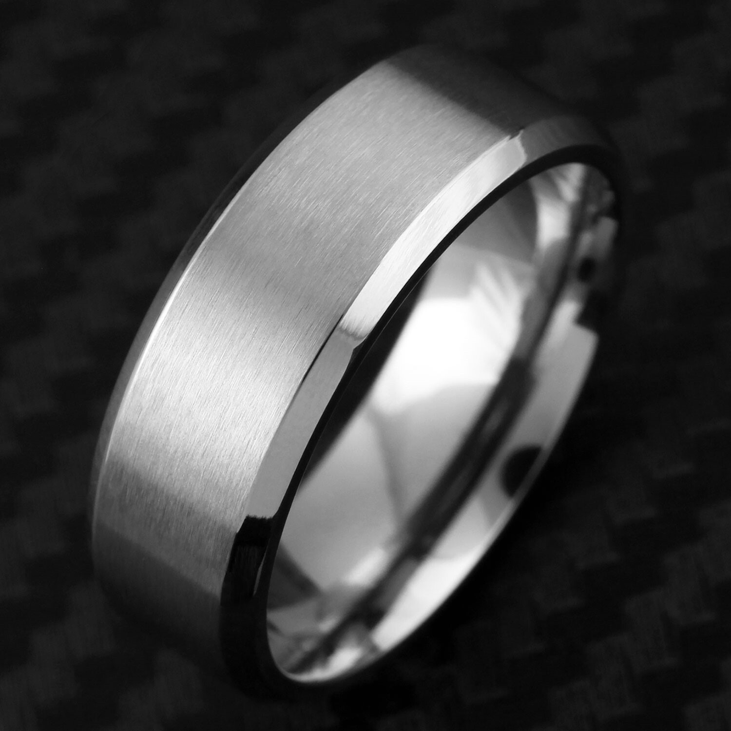 Titanium Men’s Brushed Center Polished Edge Wedding Band Ring