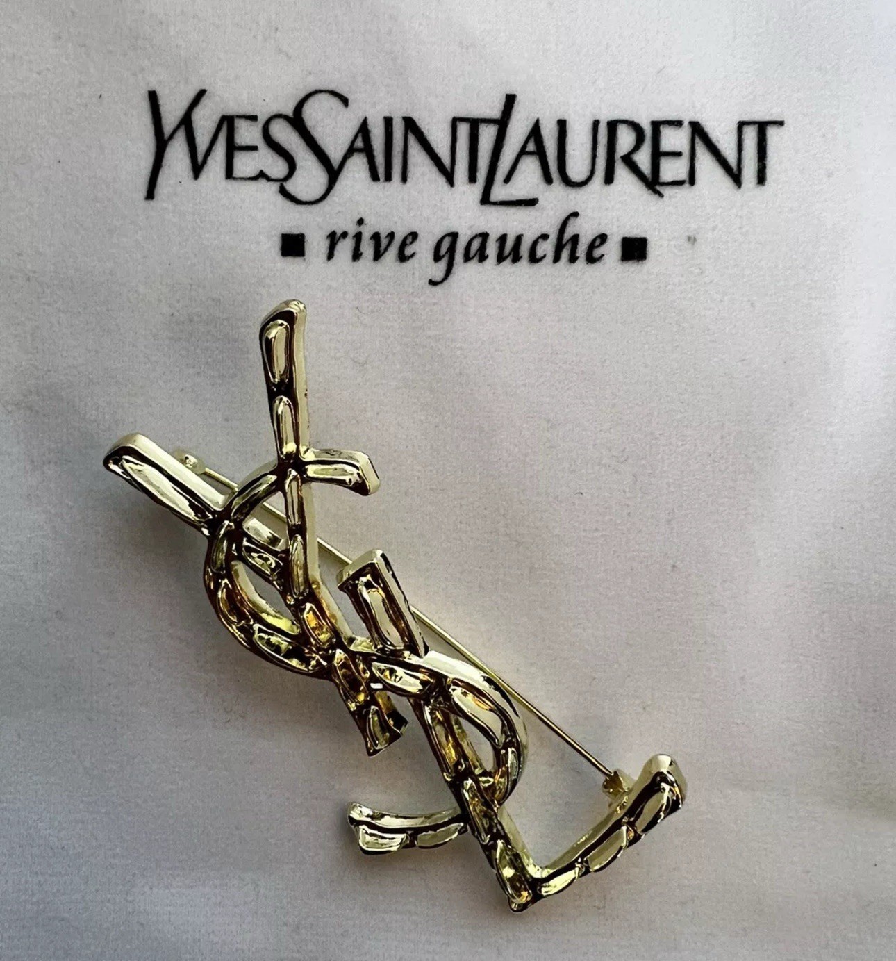 YSL – Yves Saint Laurent – Large Crocodile Logo Brooch – European GWP Pin