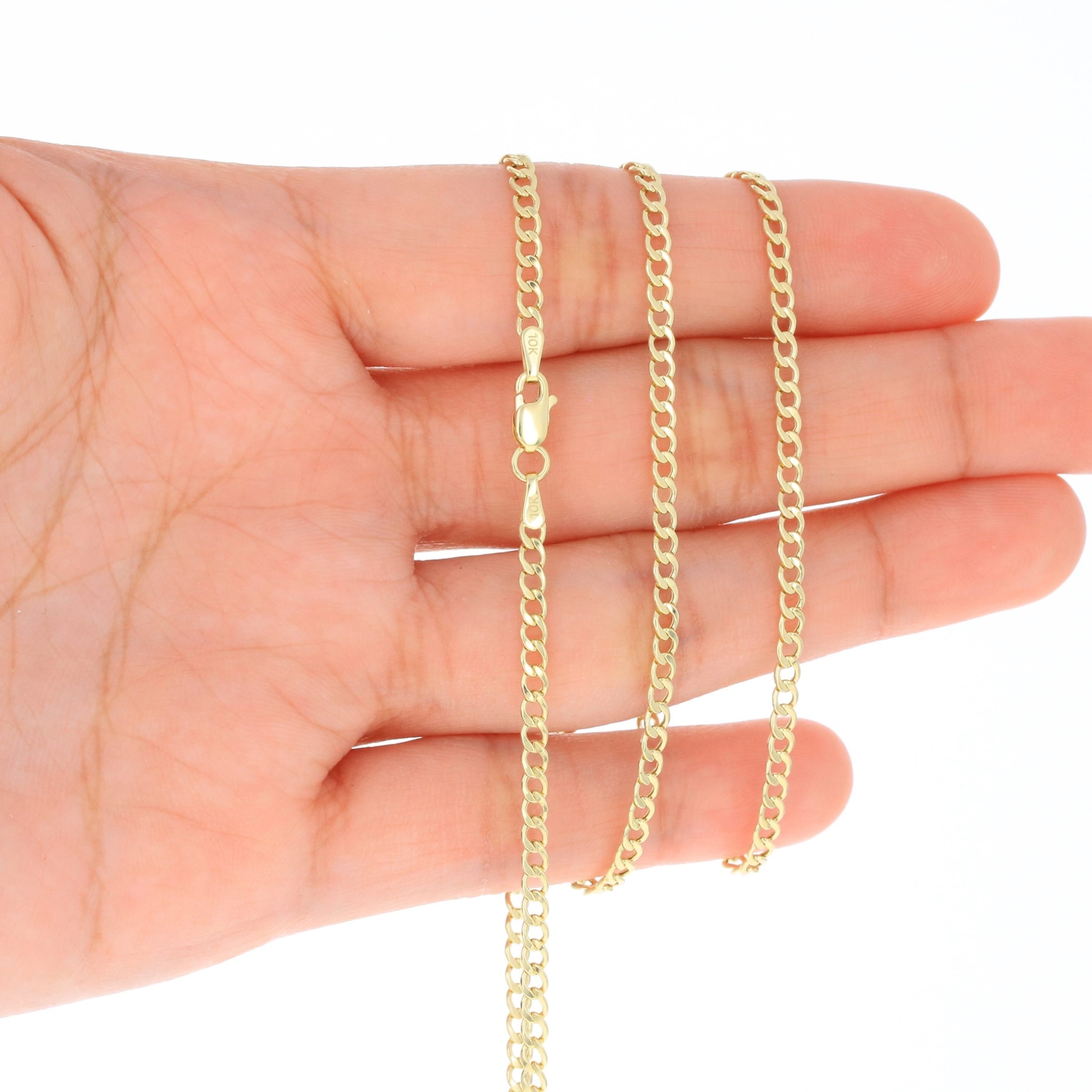 10K Yellow Gold 2mm-7.5mm Curb Cuban Chain Link Necklace or Bracelet 7″-30″