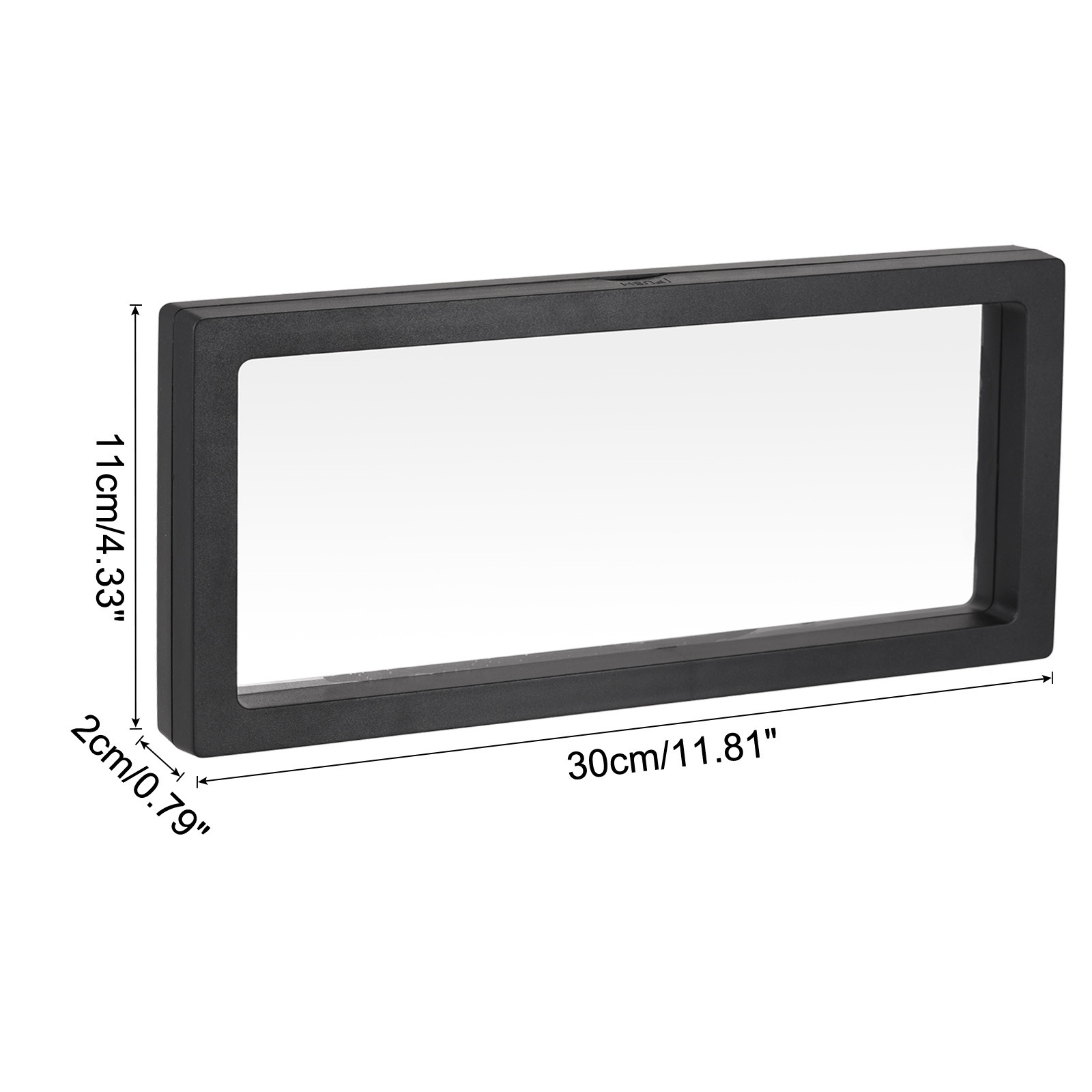 2 x Floating Thin Film Display Box ABS Frame Case 30cm x 11cm x 2cm Black