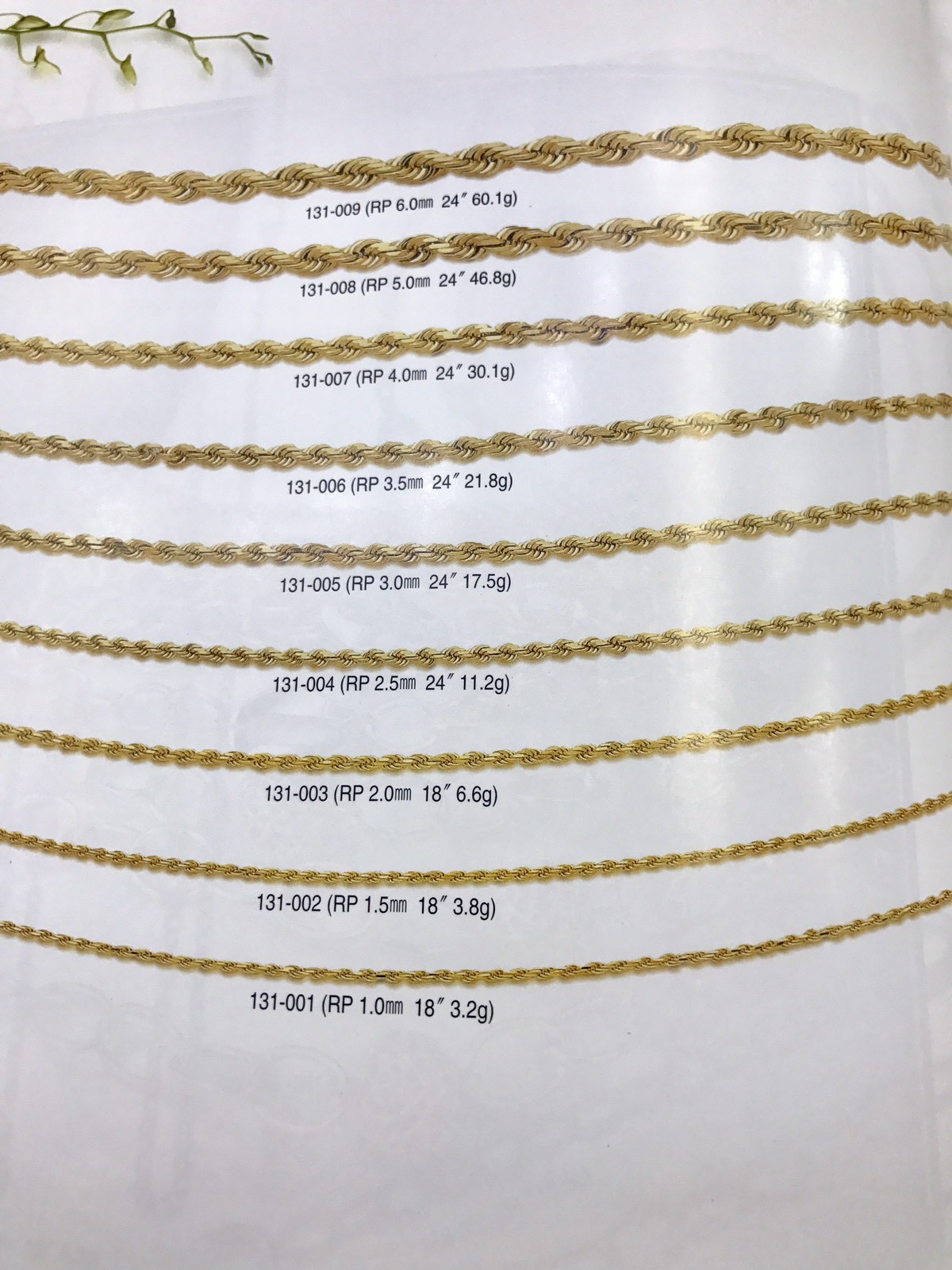 14k Solid yellow gold rope chain necklace 16-24 inches 1.5mm 3.3-5.0gr