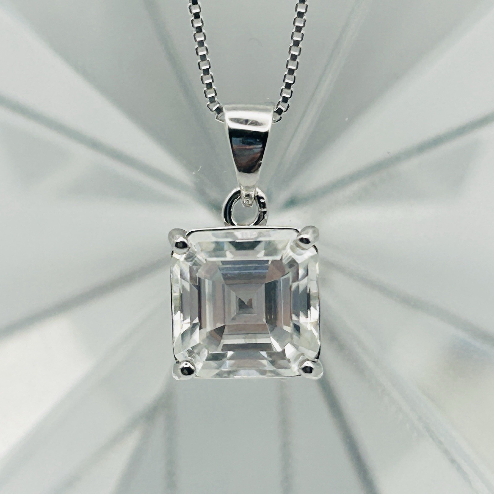 Sterling Silver Asscher-Cut Moissanite Pendant