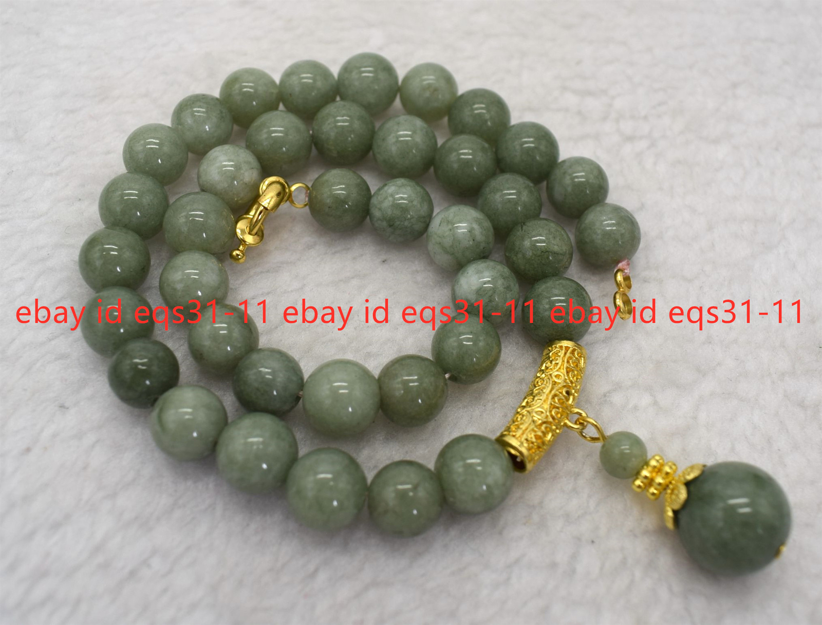 8mm Natural A Green Jade Round Gemstone Beads Pendant Necklace 18 ”