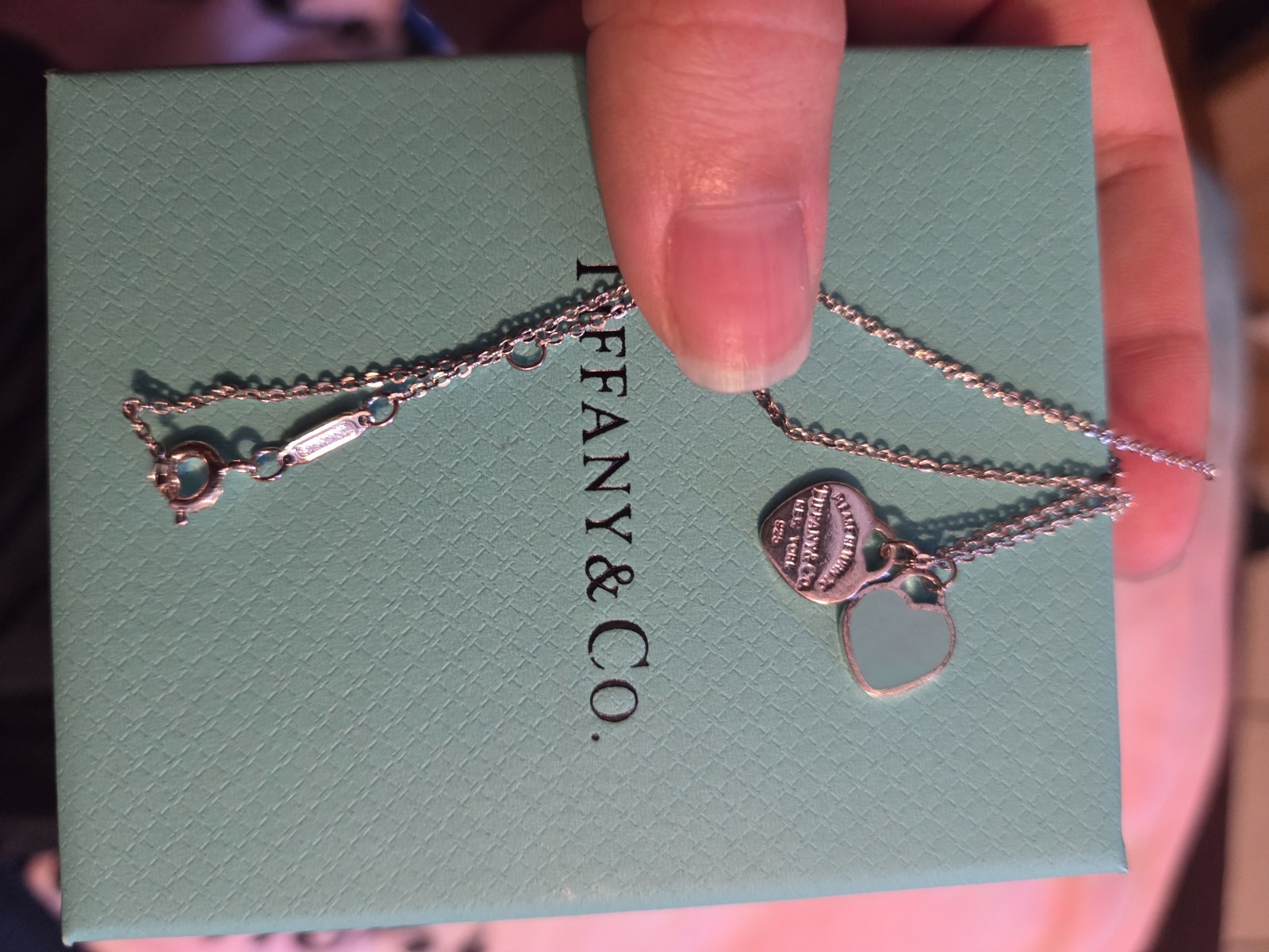 Tiffany and Co Return to Tiffany Blue Double Heart .925 Silver Pendant