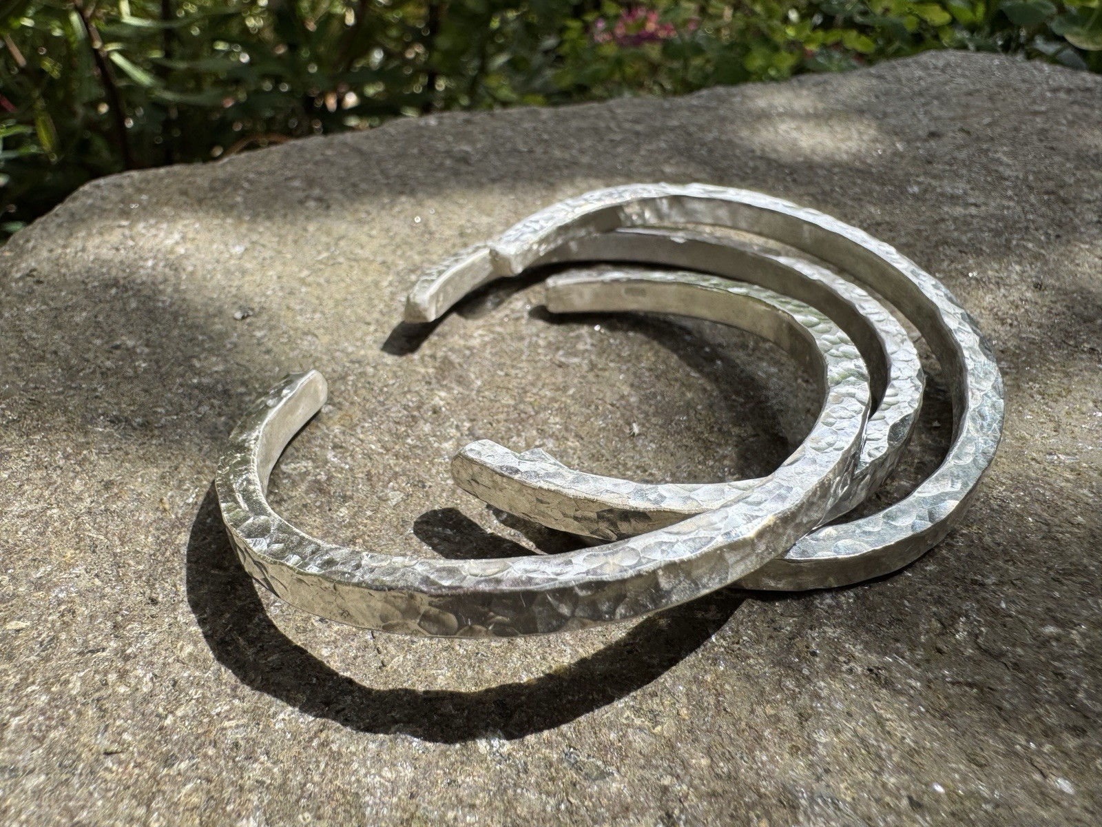 Handmade 1 oz .999 Fine Silver Hammered Bangle – Made in Oregon