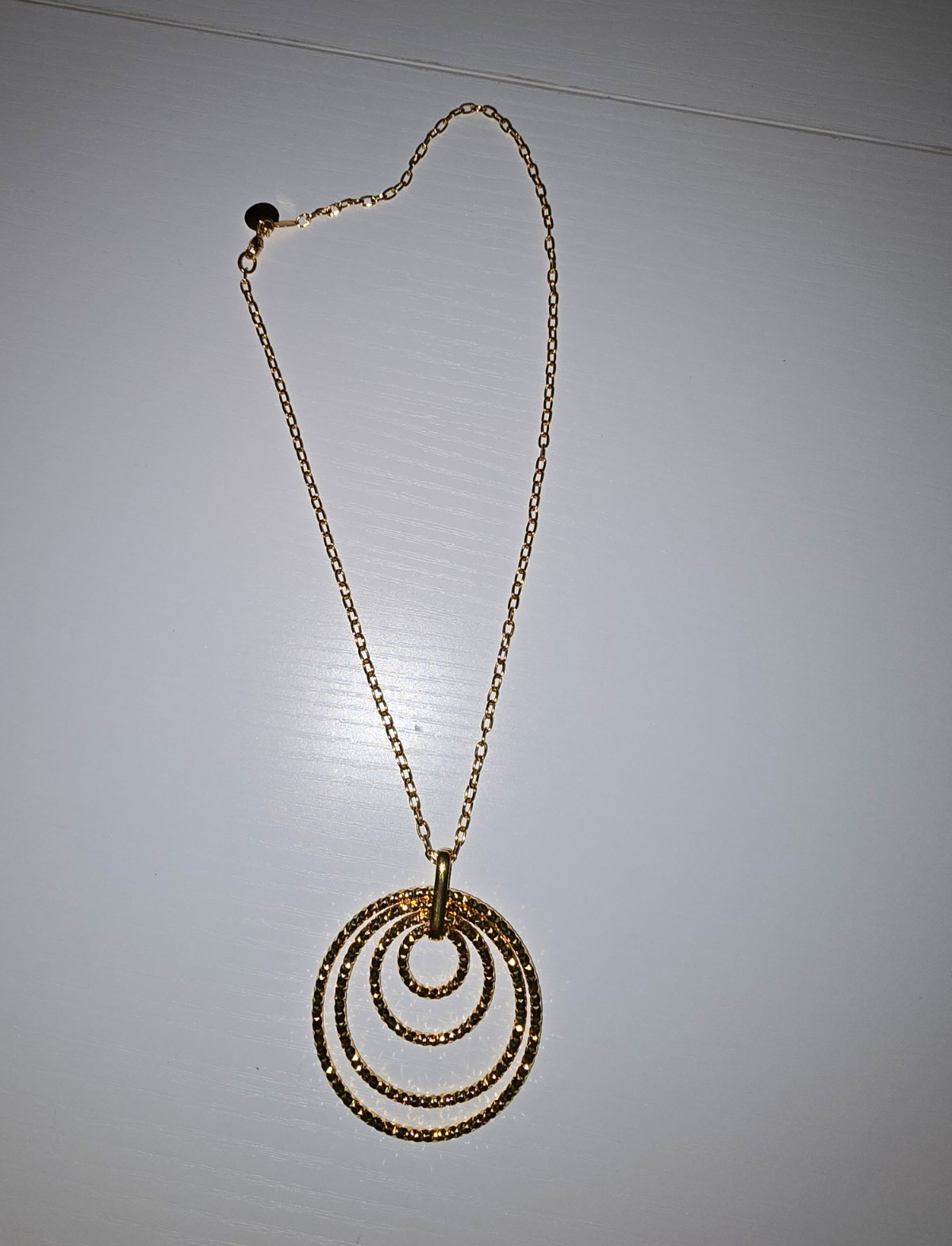 Italy Stella Italiana 14K GP Bronze Circle of Love Large Pendant Necklace 24g