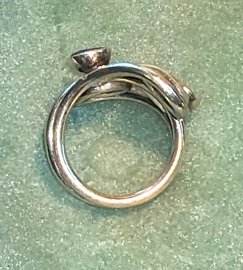995 Fine Silver & Black Onyx Adjustable Ring