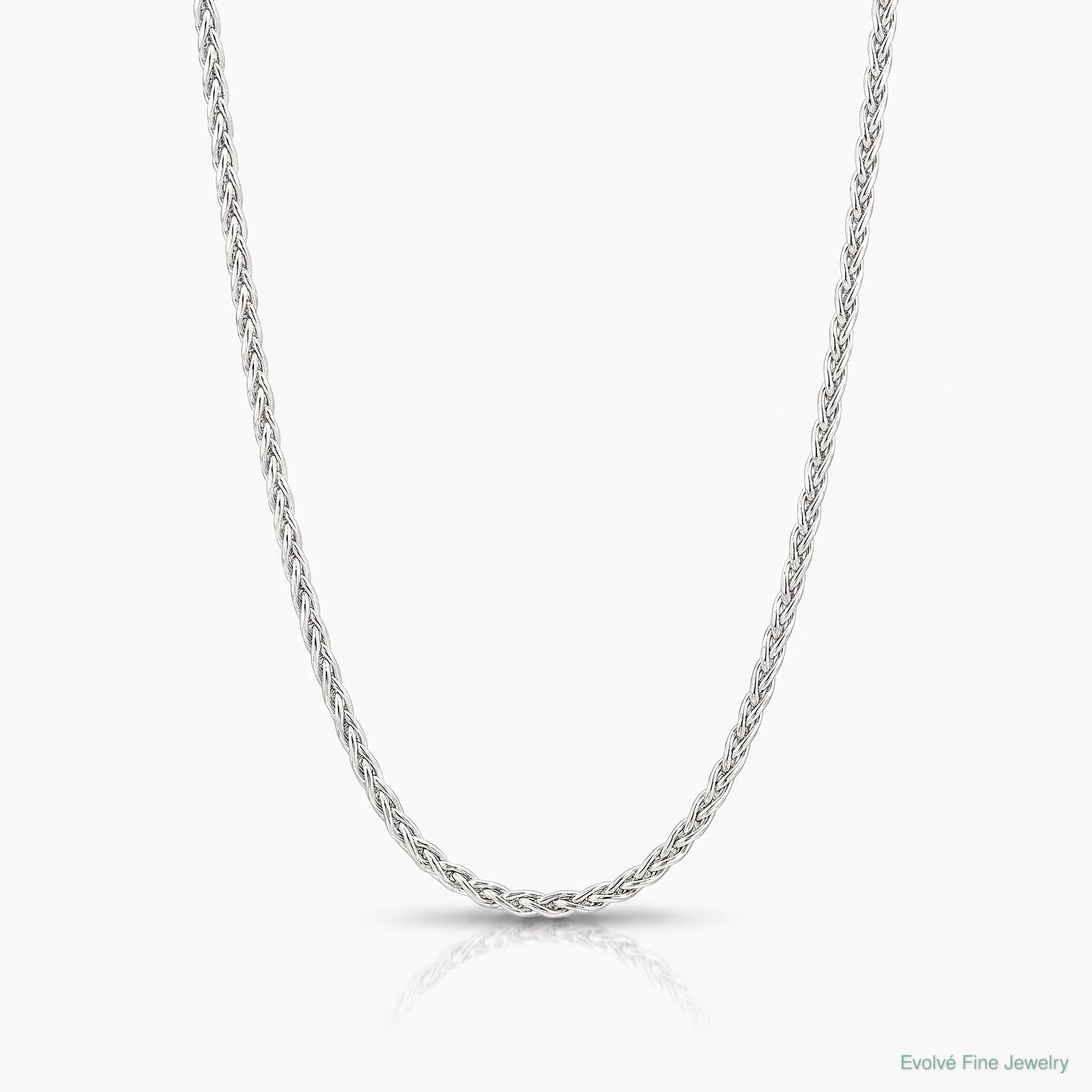 14K White Gold 1.5mm Parisian Wheat Chain Necklace 14″-30″