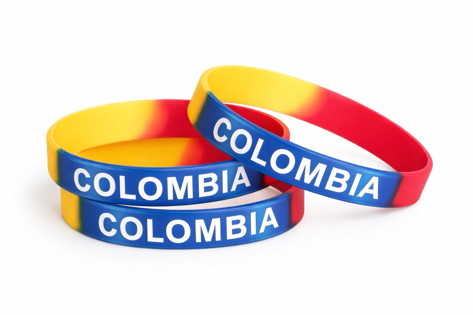 Three (3) Colombia Silicone Wristband Bracelet Rubber – Colombian Flag