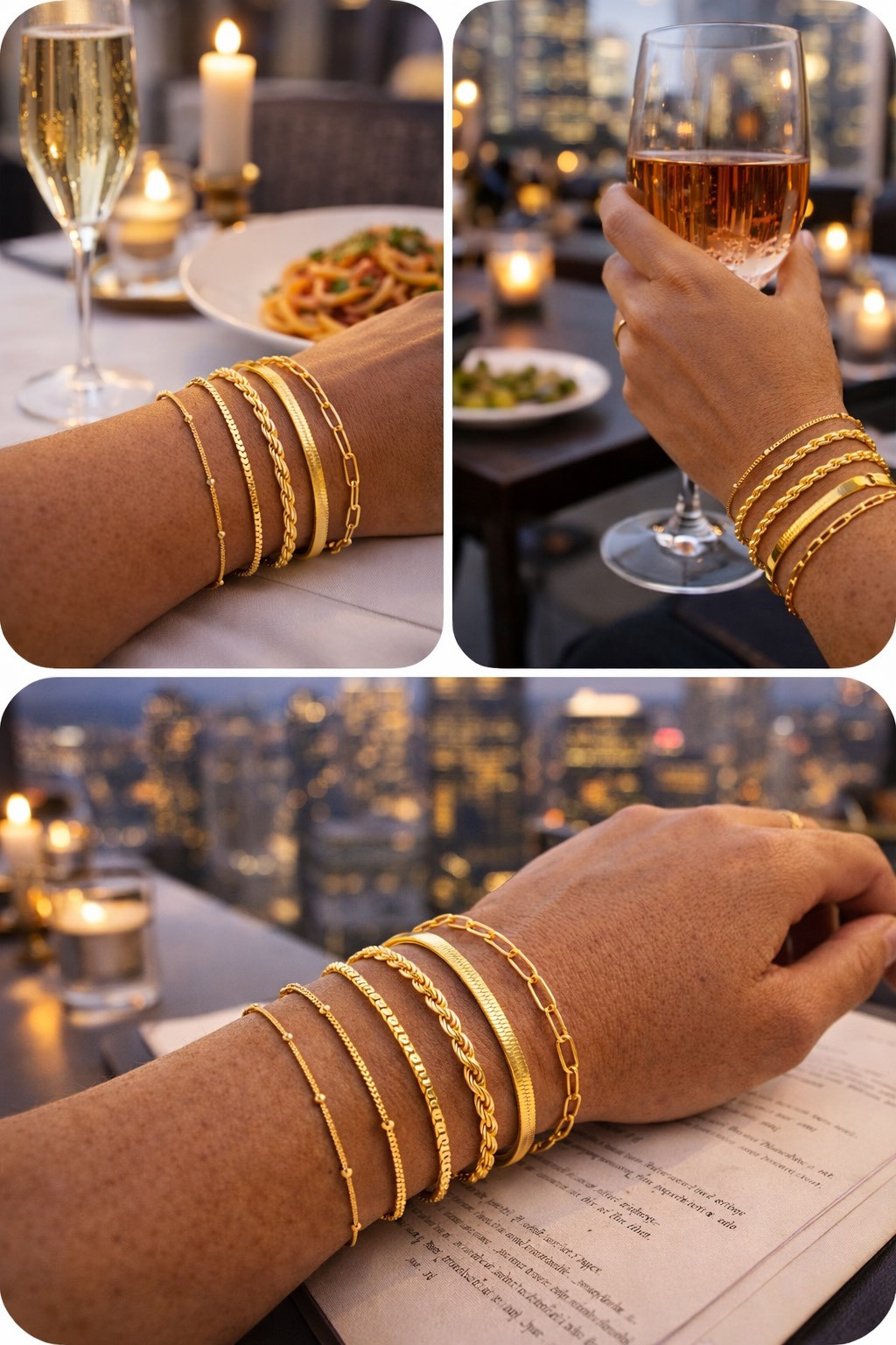 Gold/Silver Chain Bracelet Set – 6-Piece Elegant Stack