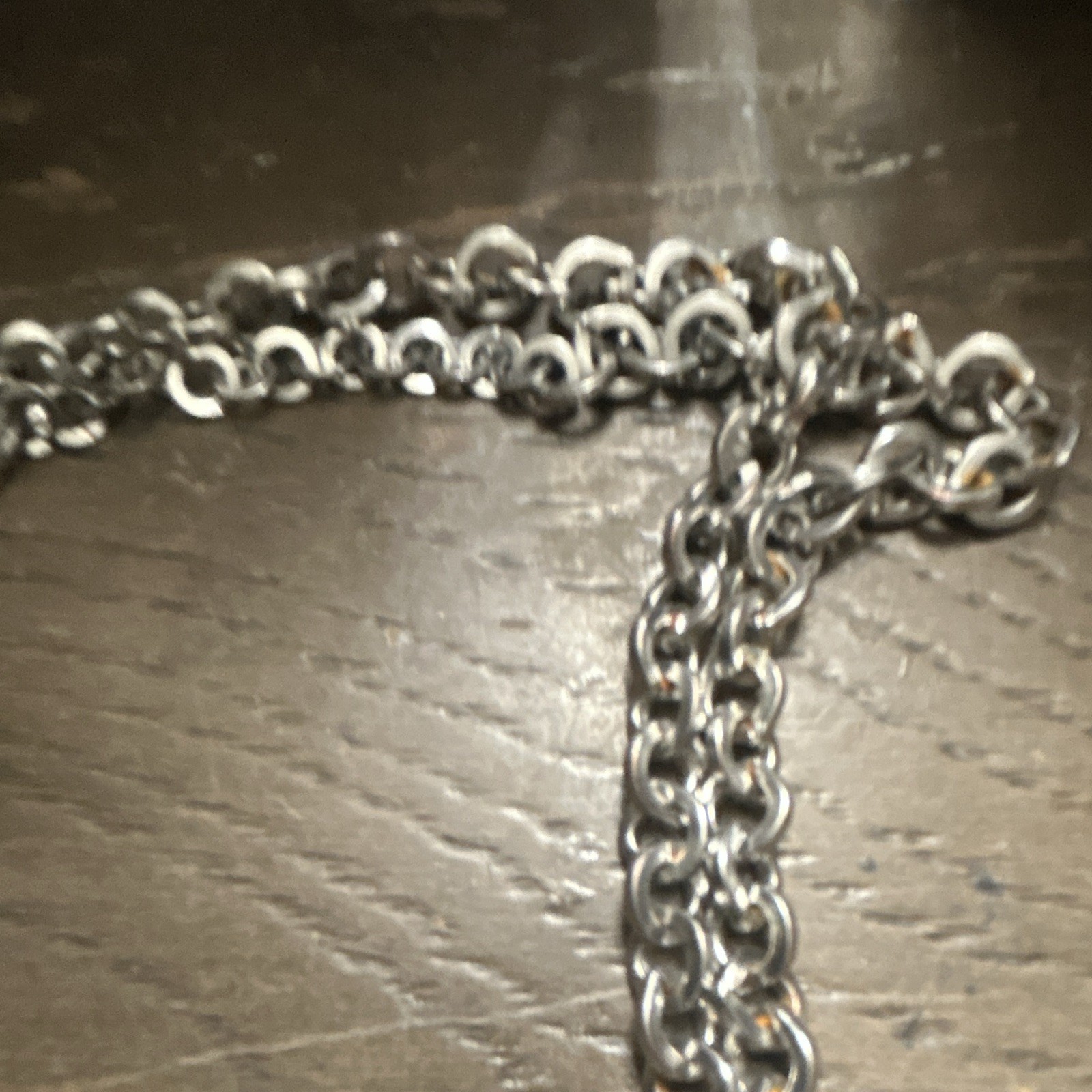 LOFT Silver Tone Cable Chain Necklace Blue & Clear Crystal MoonstoneCharm Signed