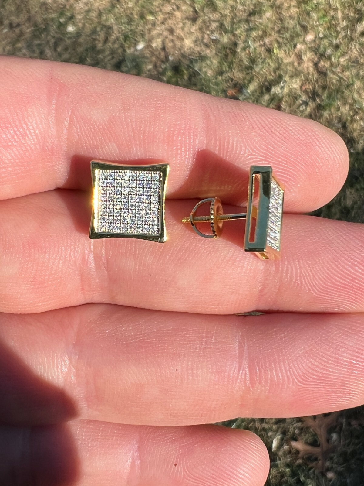 Moissanite Square Kite Earrings Passes Tester 4mm-18mm 14k Gold Plated Over 925