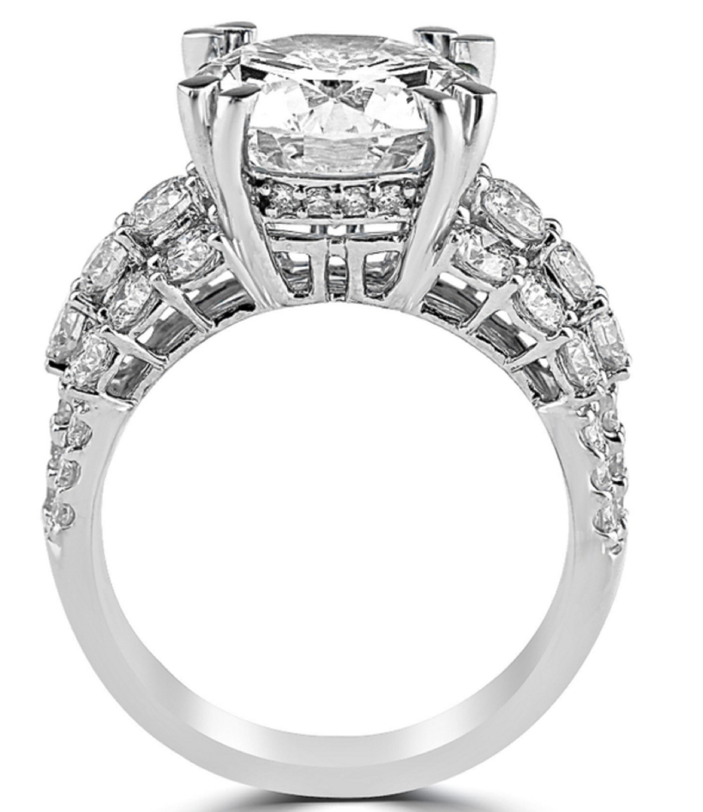 Engagement Ring 14k White Gold 3.4Ct Round Cut VVS1 White Moissanite Size 9