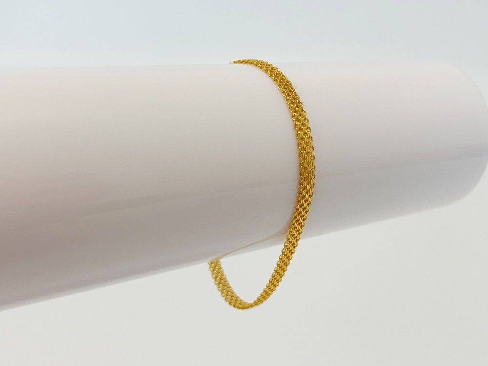 Solid 18K Yellow Gold AU750 Multiple Layer Wide Bracelet Bangle Chain 8inch