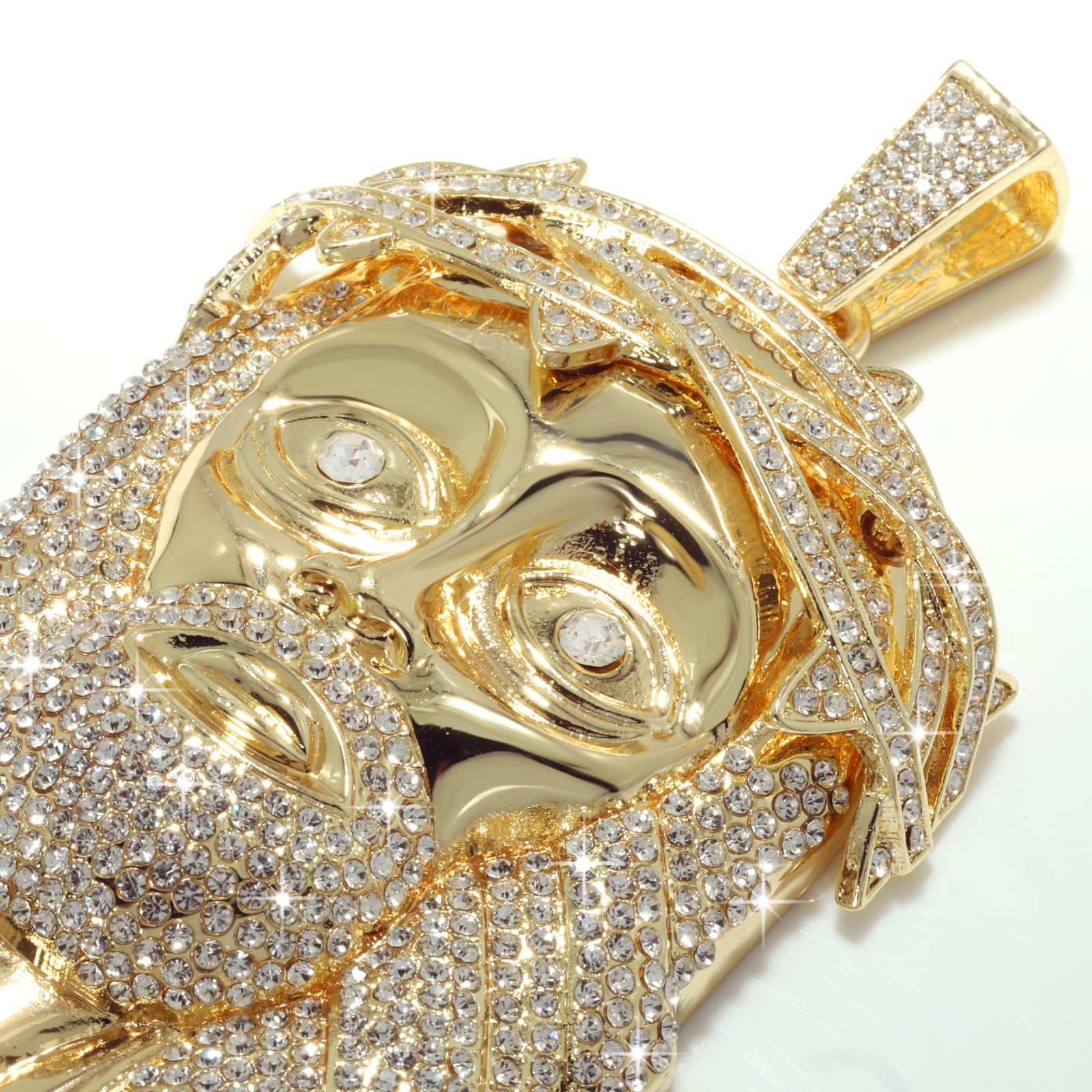 Miami Cuban Curb Chain Necklace 10mm 30In & Crowne Jesus Piece Gold Plated XL