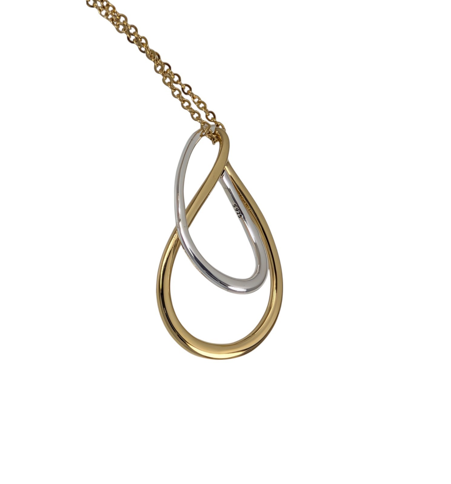 NEW 100% Authentic PANDORA Two Tone Double Pendant Gold Chain Necklace 364668C00