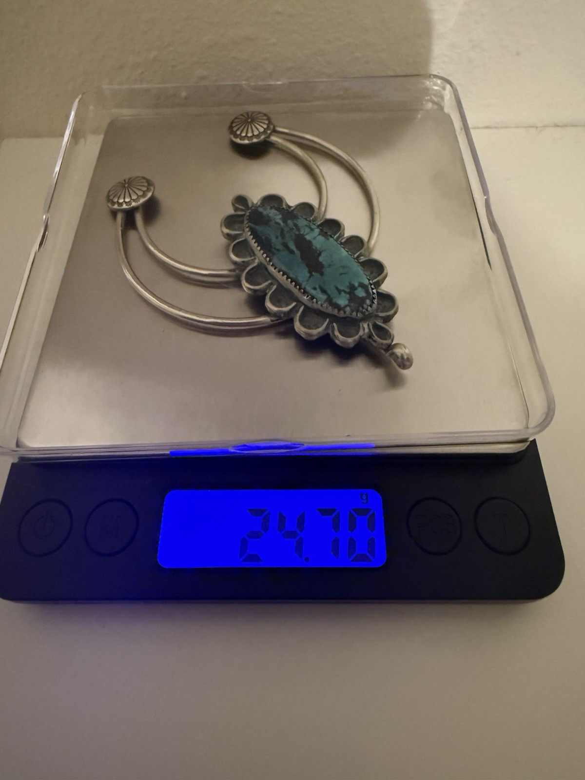 Vintage Native American Sterling Silver Turquoise Naja Pendant Southwestern 24.7