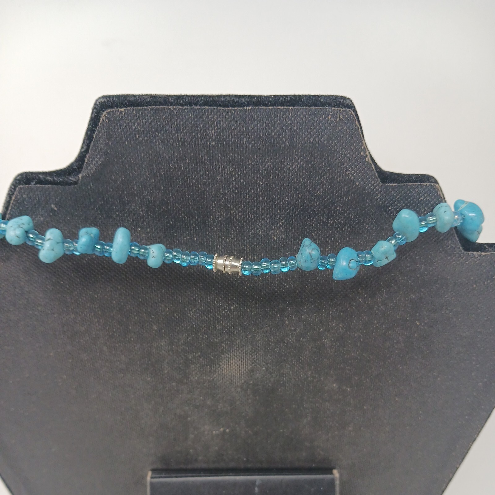 Turquoise Color Stone & Bead Multi Strand Necklace 22.5 in #J4