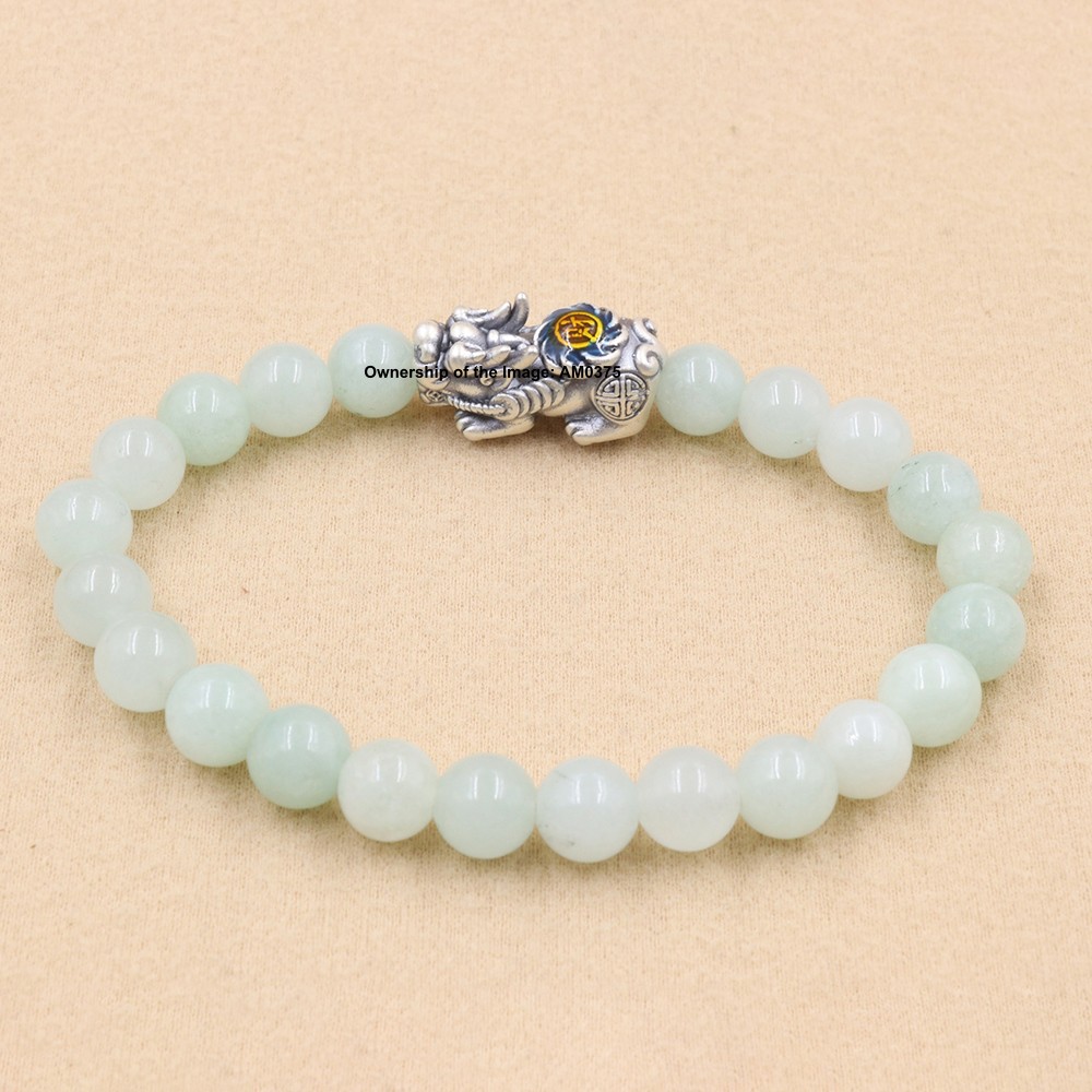 Lucky Solid 999 Pure Silver Pixiu Bracelet with Jade Beads – Fits 16-17cm Wrist