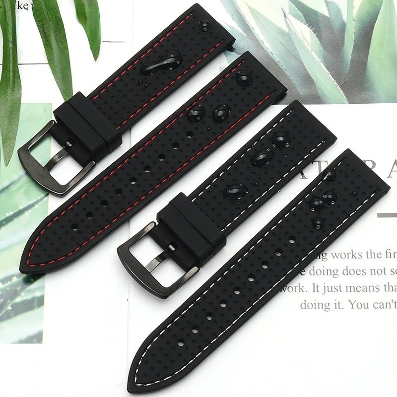Universal Silicone Watch Band Strap Rubber Waterproof Men’s Black 19-24MM Hoop