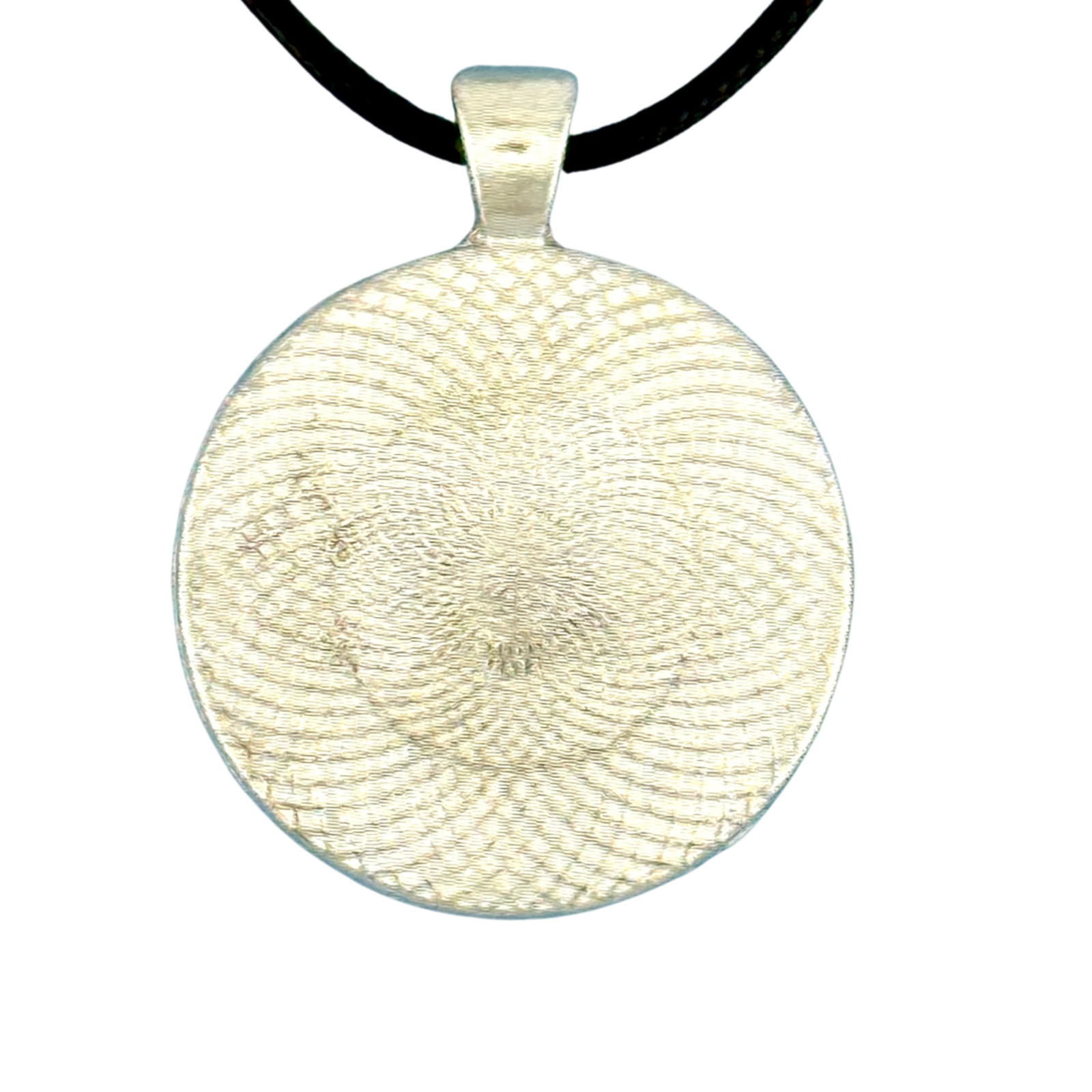 Pendant Necklace Colorful Handmade “Cotton Candy” Silver Bezel 30mm Black Cord