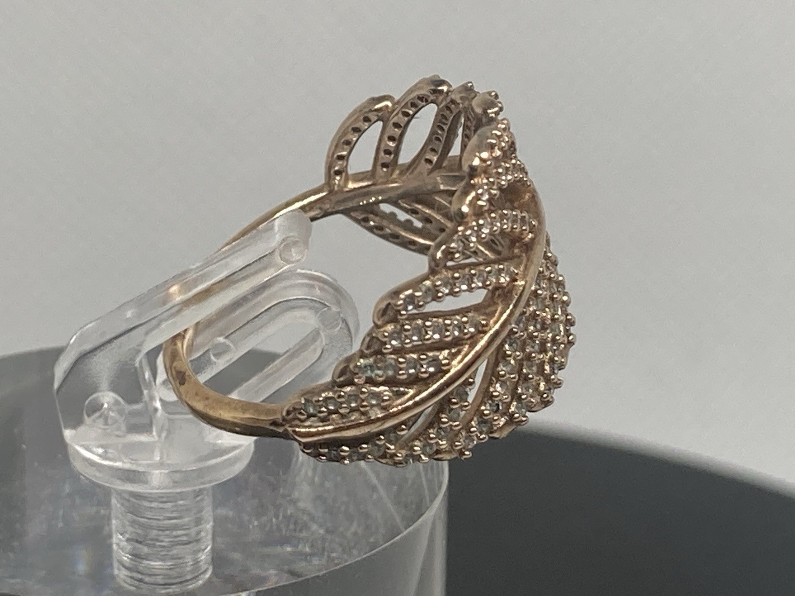 Stamped Algot Enevoldsen Pandora Light As A Feather Ring 14k Rose GP CZ Sz 6