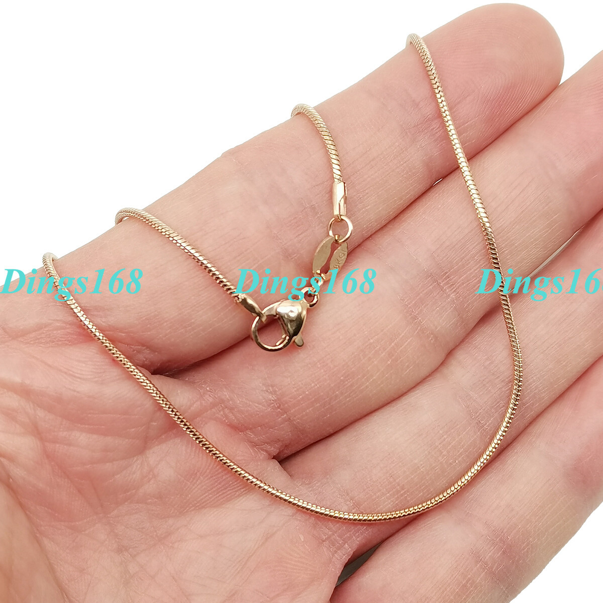 Solid 18K Rose Gold Filled Tarnish-Resist 20″ 1.2 mm Thin Round Snake Chain N126