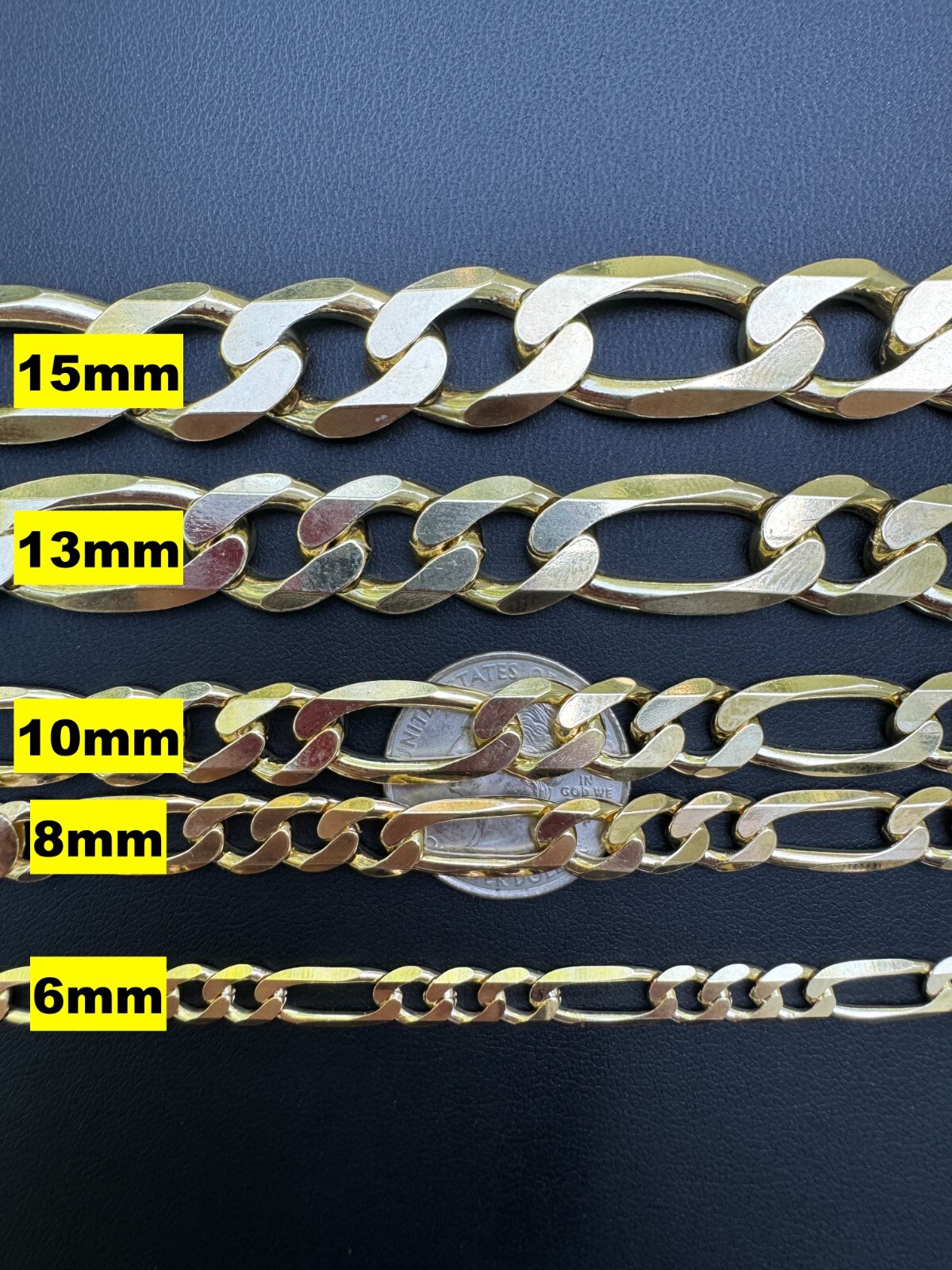 14k Gold Plated Solid 925 Sterling Silver Figaro Chain Bracelet ITALY 2.5-10mm