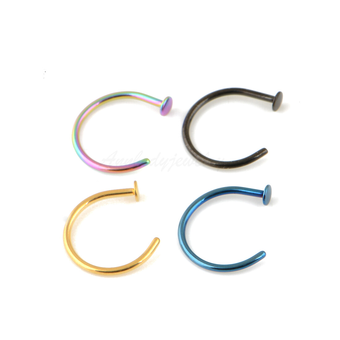 20g 18g Nose Ring Titanium Plated Hoop 5/16″ (8mm) 3/8″ (10mm) Diameter