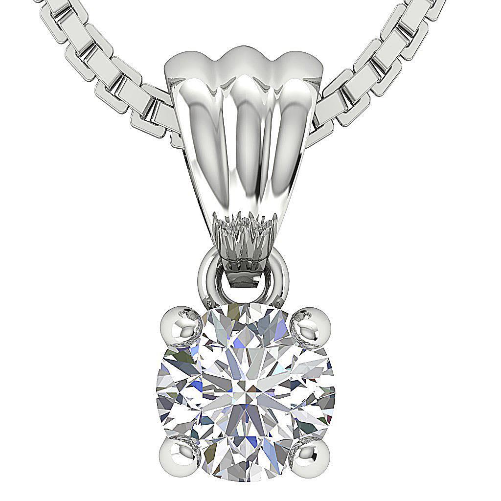 4 Prong Set Solitaire Pendant VS1 F 0.25 Carat Lab Grown Diamond 14K Yellow Gold