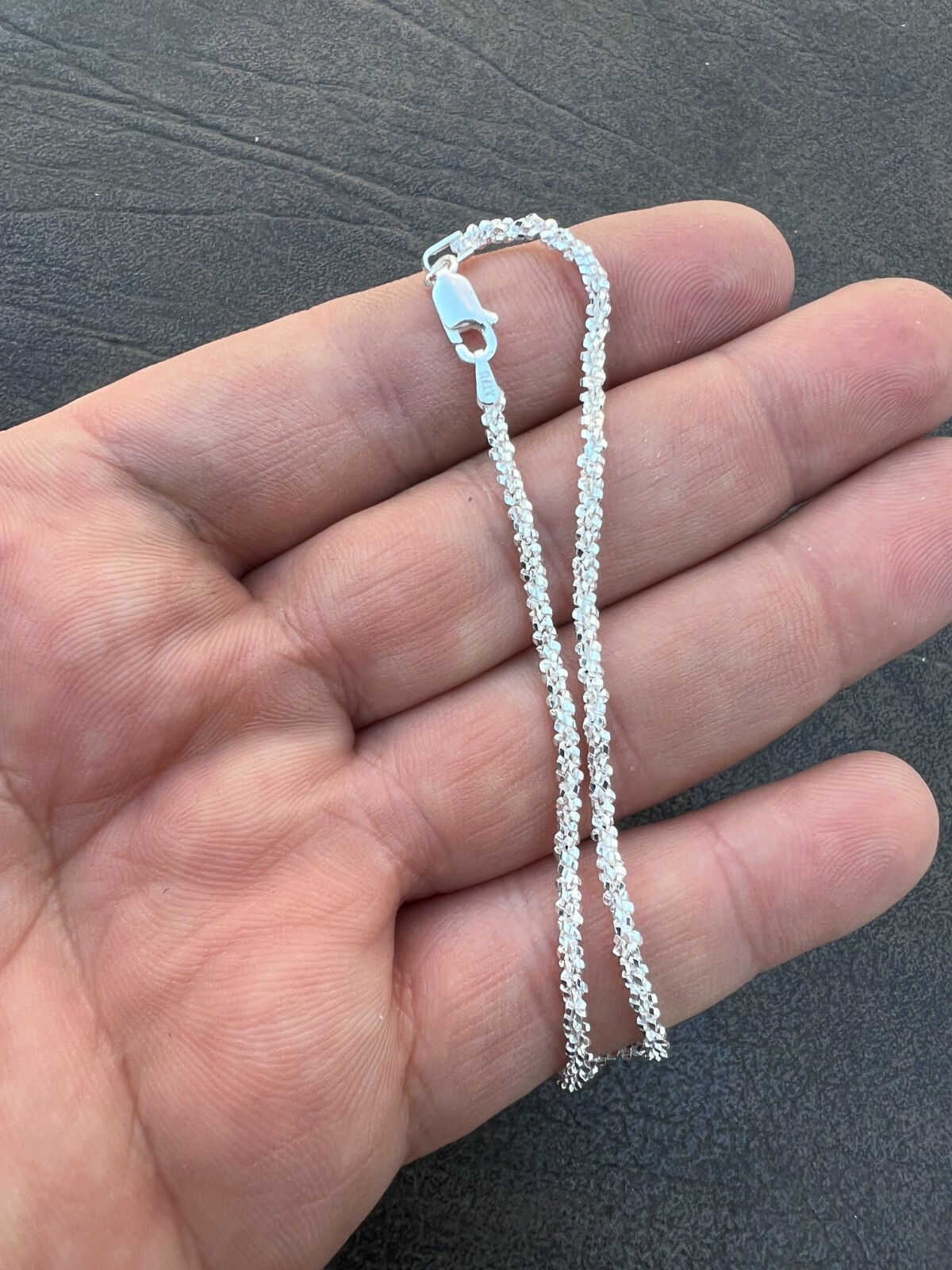 Real Solid 925 Sterling Silver Diamond Cut 3mm Sparkle Rope Bracelet 6-8.5″ Long