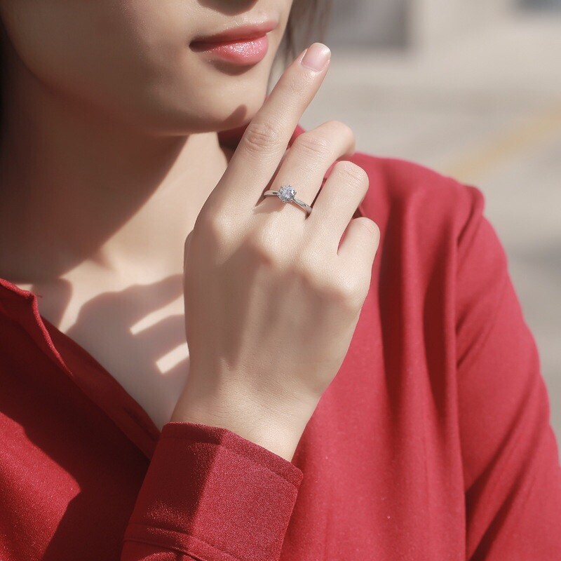 Sterling Silver Six-Prong Adjustable Ring Women’s jewelry Gift