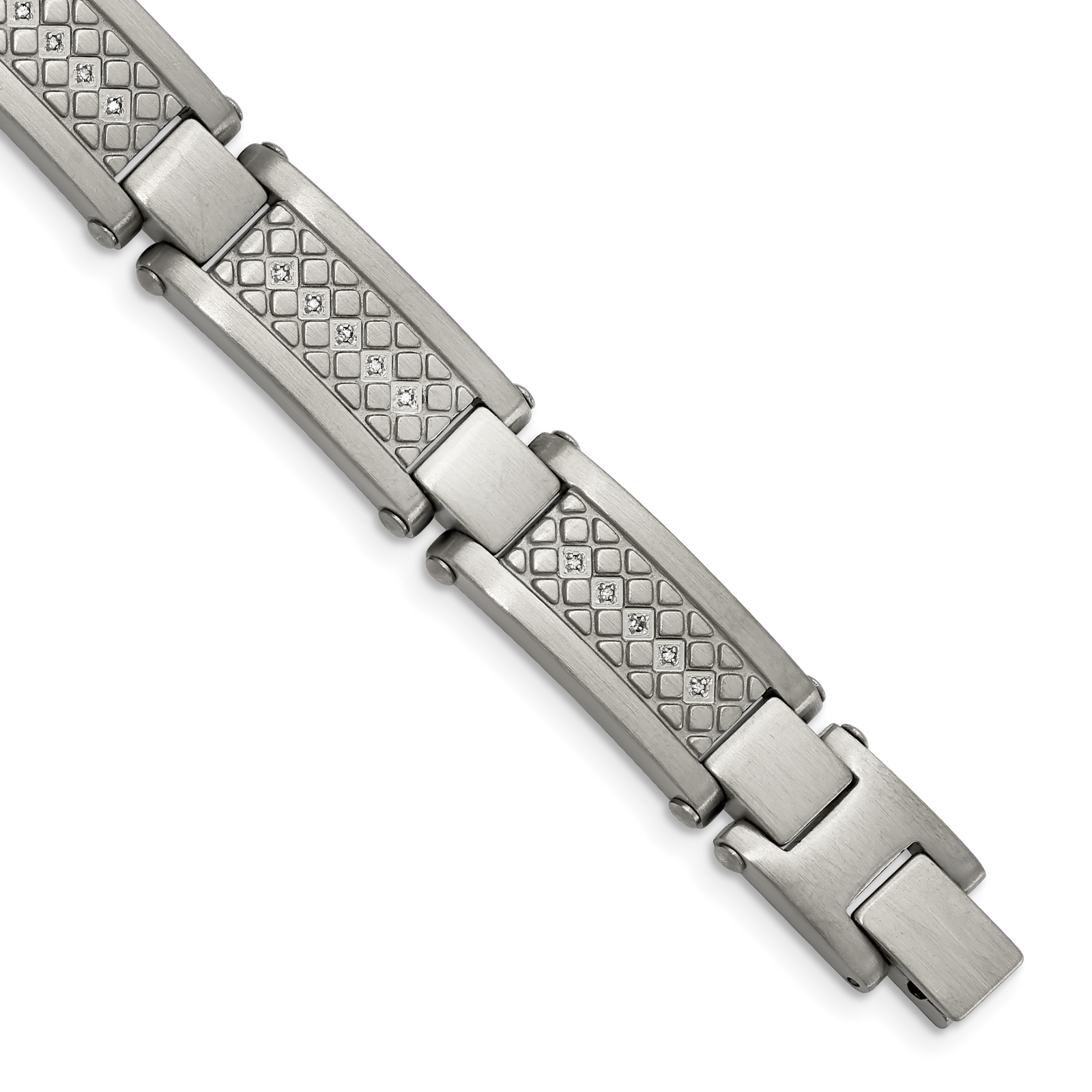 Chisel Stainless Steel Antiqued and Matte with 1/10 carat Diamond 9 inch Bracele