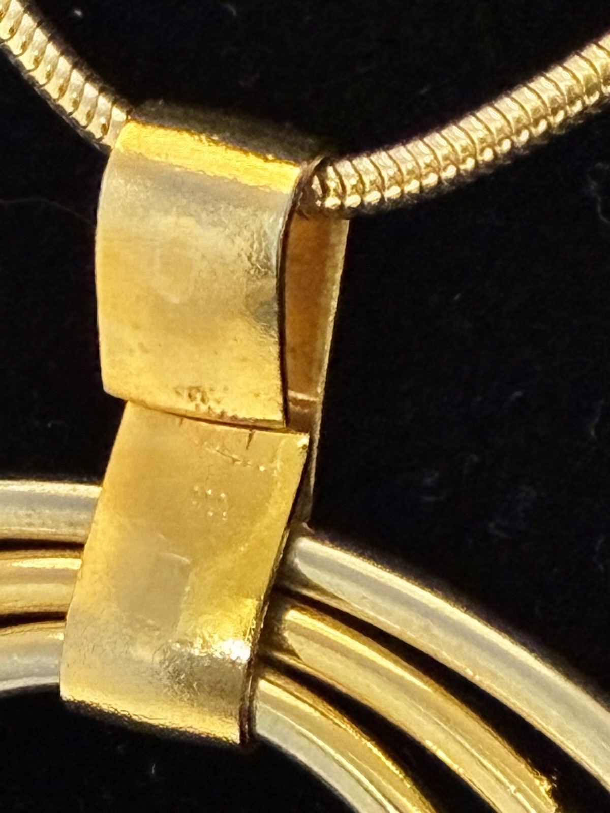 Minimalist Gold Tone 3-Ring Concentric Statement Pendant Necklace 14″ Chain
