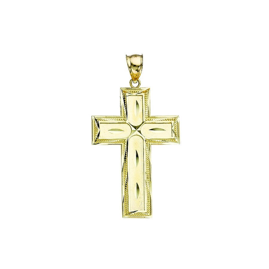 14k solid yellow gold diamond cut cross 3.0 grams