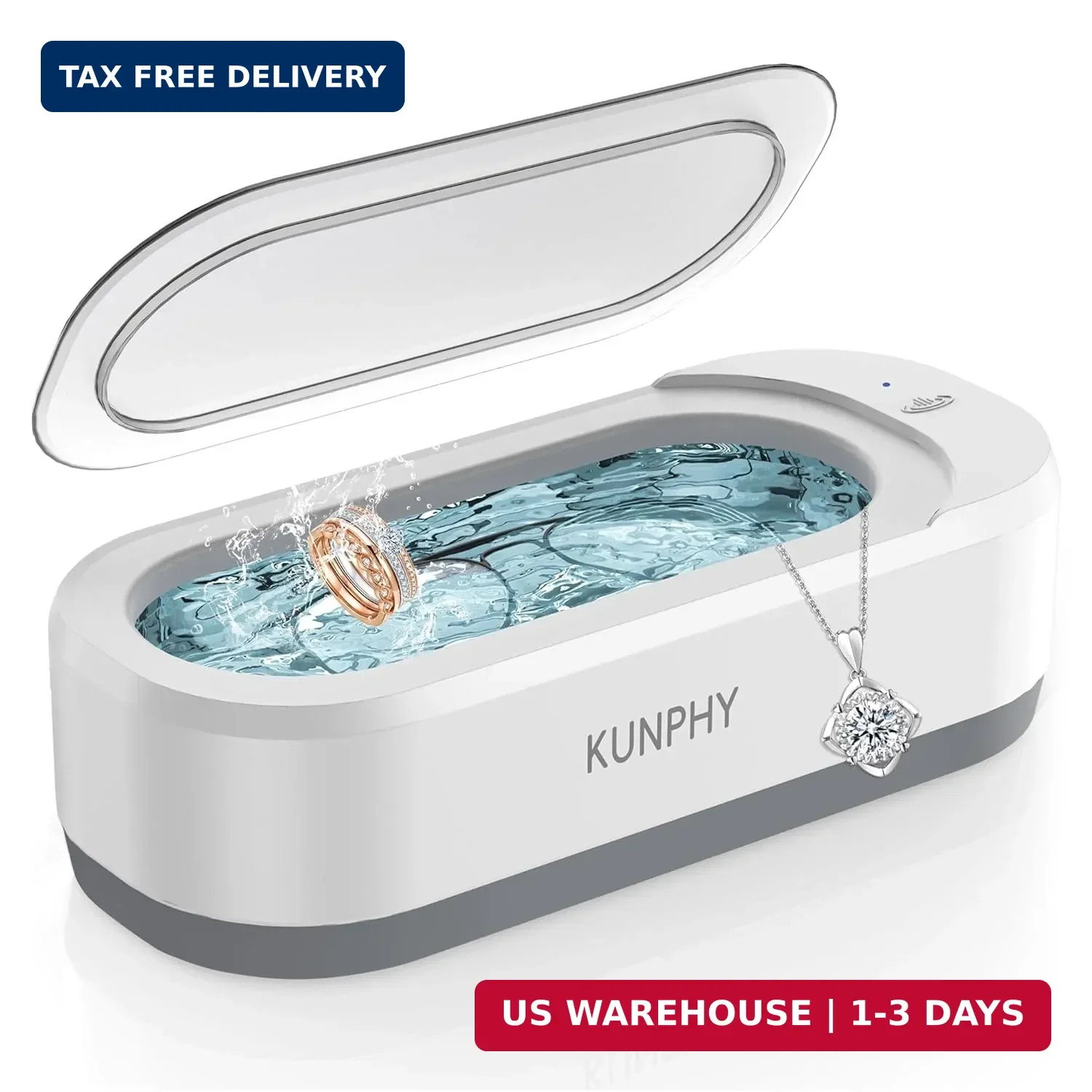 KUNPHY Ultrasonic Jewelry Cleaner, Jewelry Cleaner Machine 12oz 46KHz, Professio