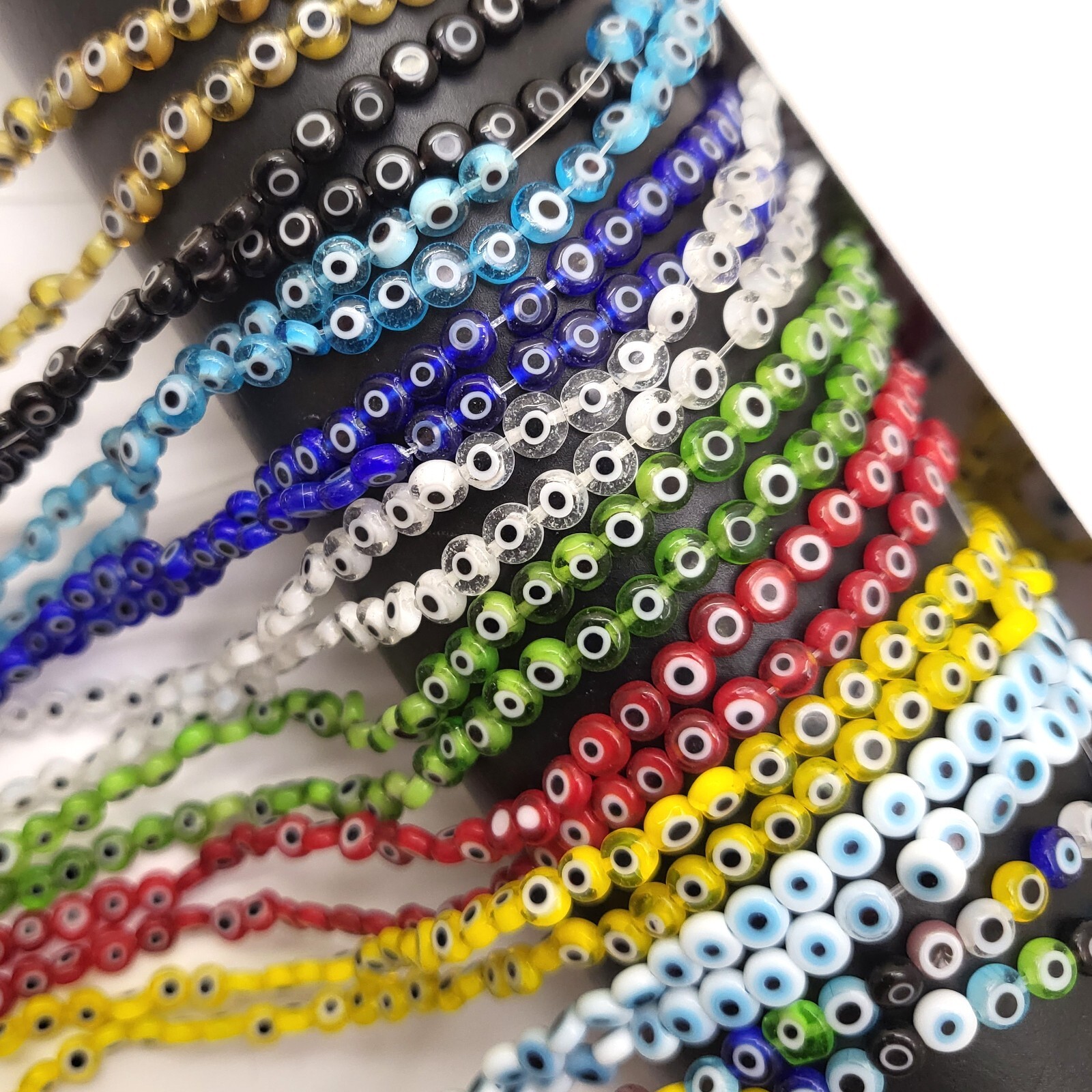 9 Color Evil Eye Disc Coin Spacer Loose Bead Flat Round 15″ 4mm 6mm 8mm 10mm