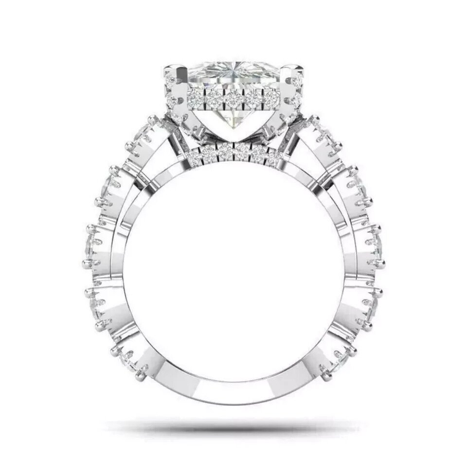 4.30 Ct Cushion Cut Lab Created Diamond Engagement 14K White Gold Filled Ring