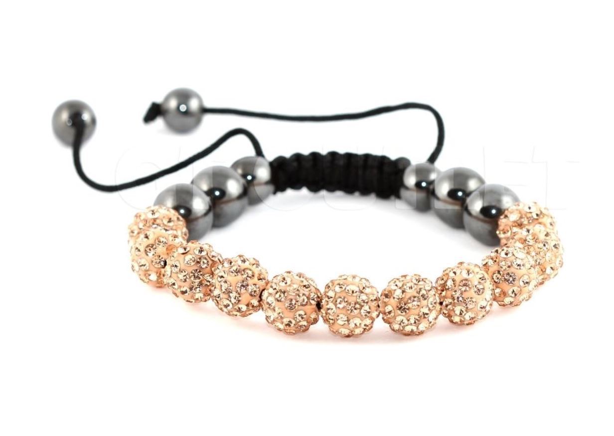 Handmade Shamballa Bracelet, hematite beauty beads, adjustable macrame, new look