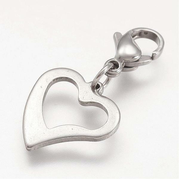 Charm Clip-on SS Open Heart Bracelet Necklace Zipper Keychain Stitch Markers