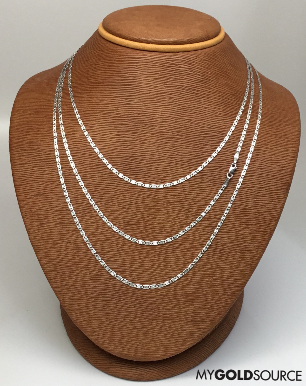 14k Gold Necklace Solid White Gold Valentino Chain 16/18/20 Inches 2.0 MM