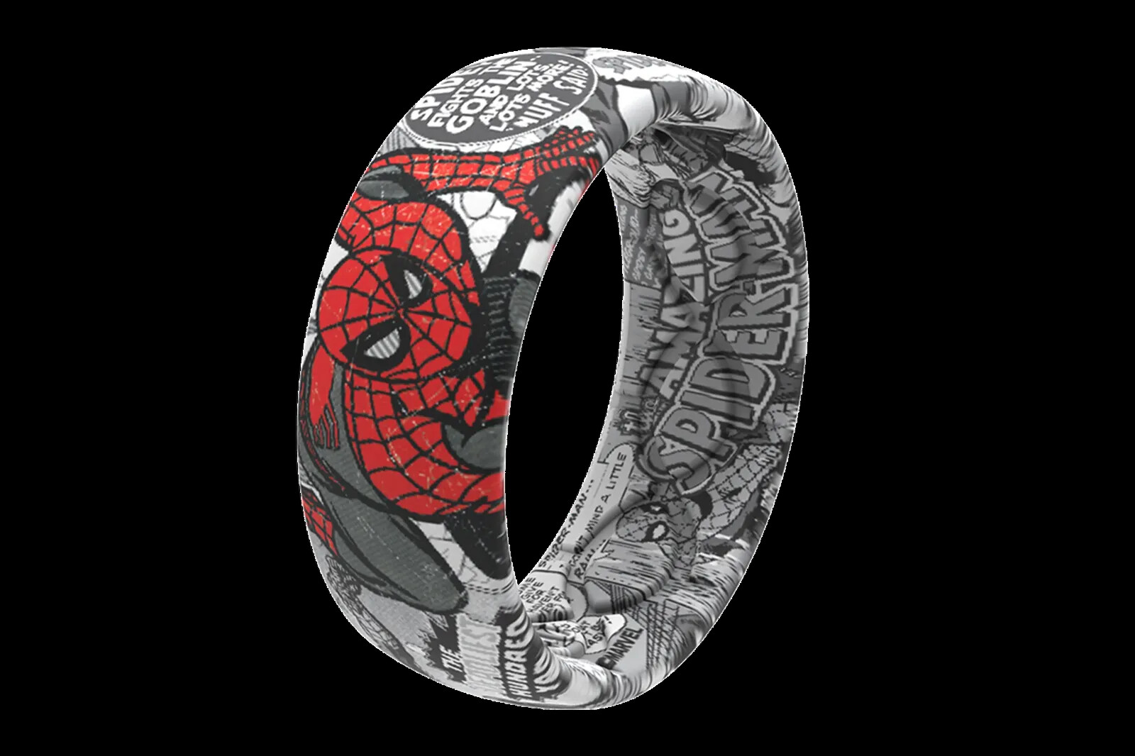 Marvel Groove Life “Spider-Man Black & White Comic” Silicone Ring Size 11