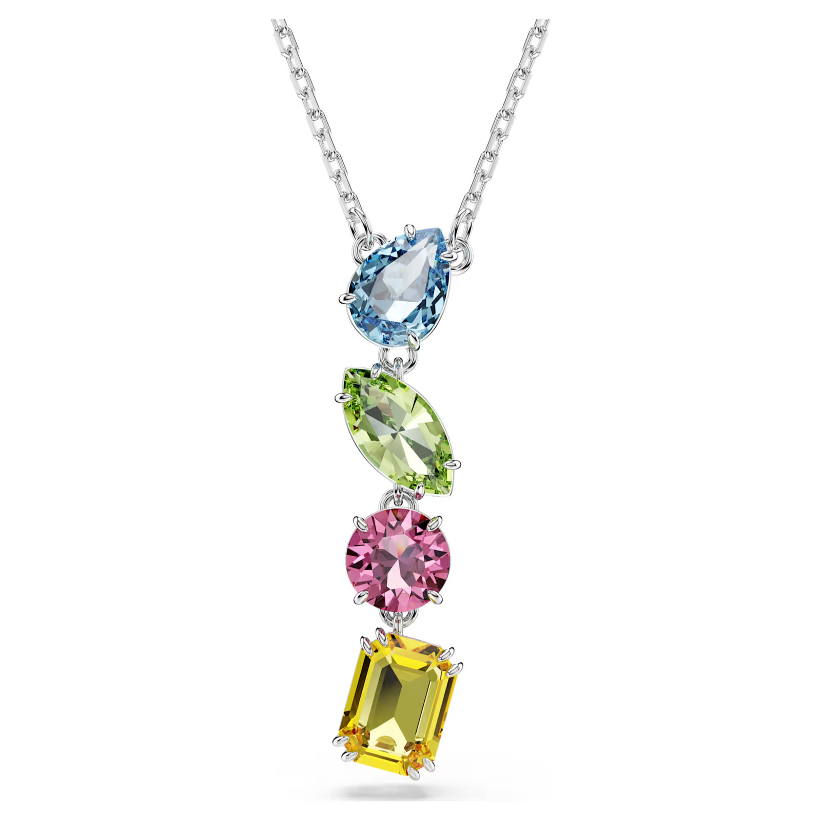 Gema Y Multicolored Rhodium Plated Pendant Mixed Cuts New