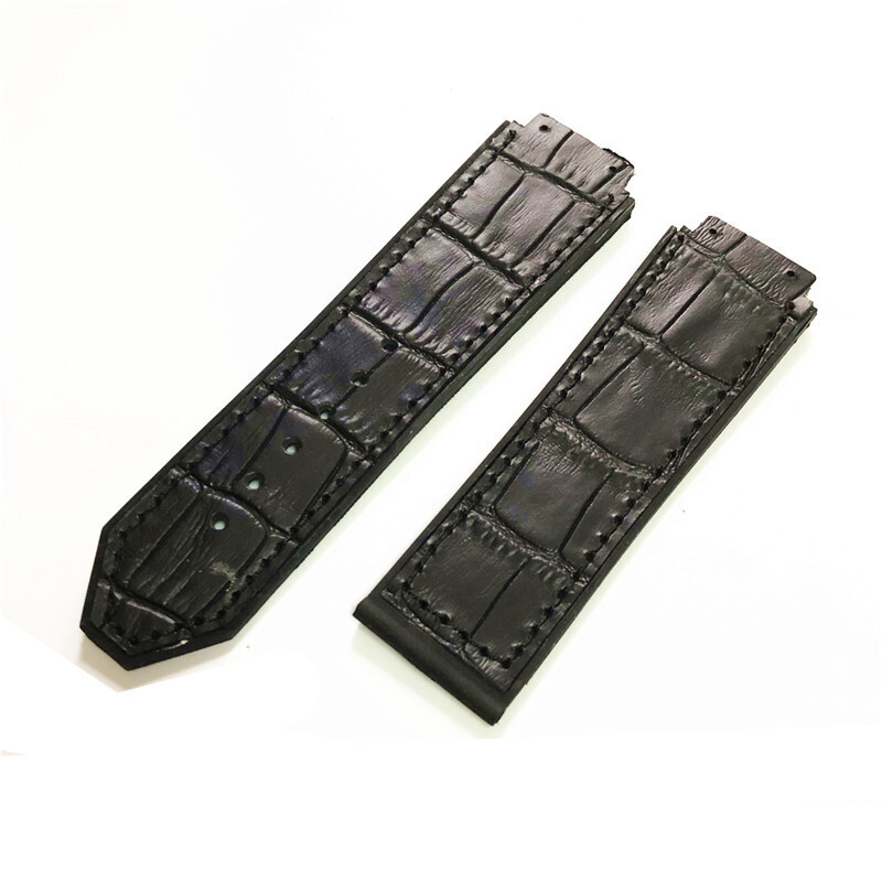 Premium Mens Leather Stick Rubber Sport Watch Band Strap 21 23 25mm for Hublot