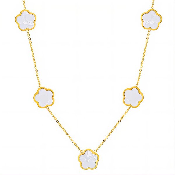 Flower Meadow Necklace 18K Gold Plated Stainless Steel Floral Pendant Waterproof