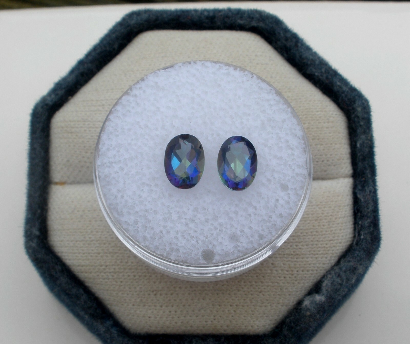 Rainbow Mystic Topaz Oval Loose Faceted Natural Gem Pair 7x5mm